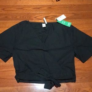 NWT Twik 100% Cotton Black Cropped Blouse